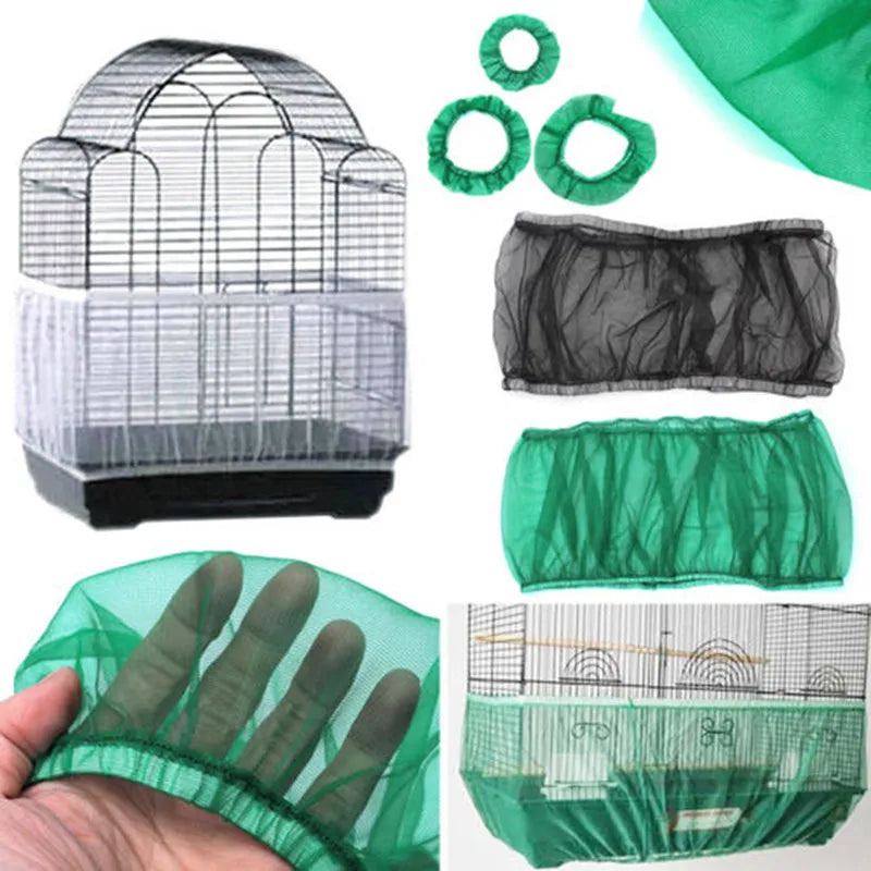 Nylon Mesh Receptor Seed Bird Parrot Cover Soft Easy Cleaning Nylon Airy Fabric Mesh Bird Cage Cover Catcher Bird Supplies