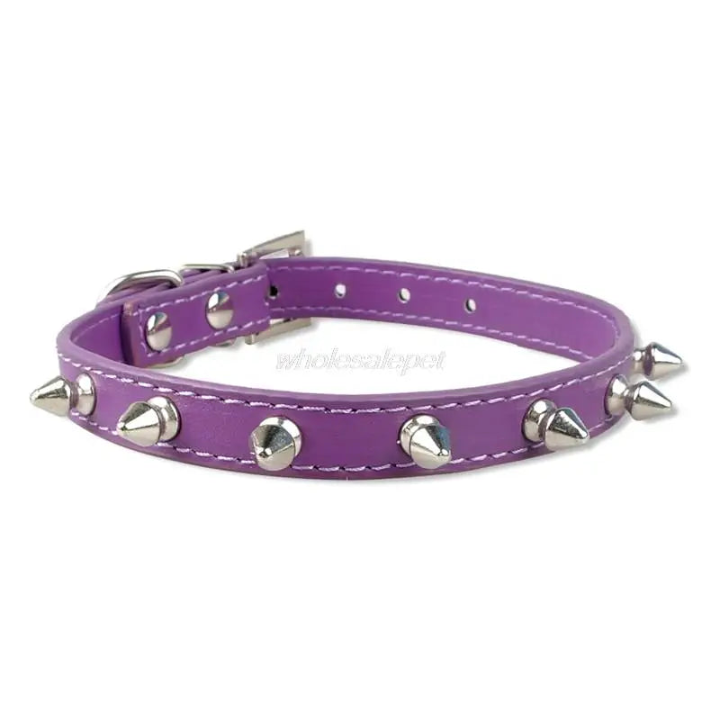 1 Row Cute Rivets Studded Dog Collar Puppy Cat Collars For Small Dogs Chihuahua Yorkies Neck for 8-18" Pink Color