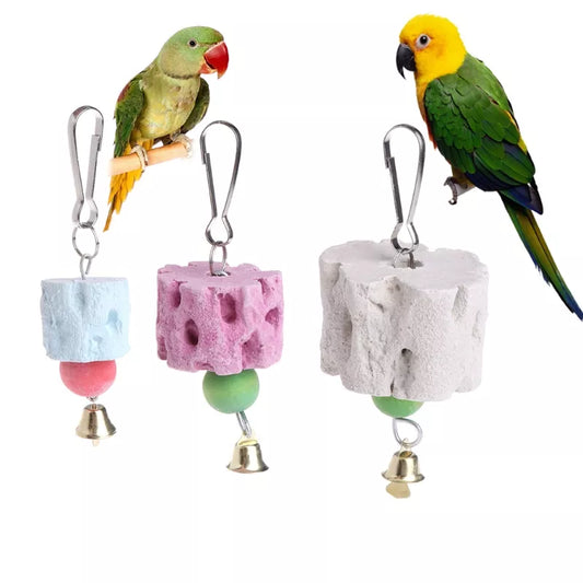 Parrot Mineral Stone Grinding Mouth Molar Hanging Birds Parakeet Chew  Cage Toys