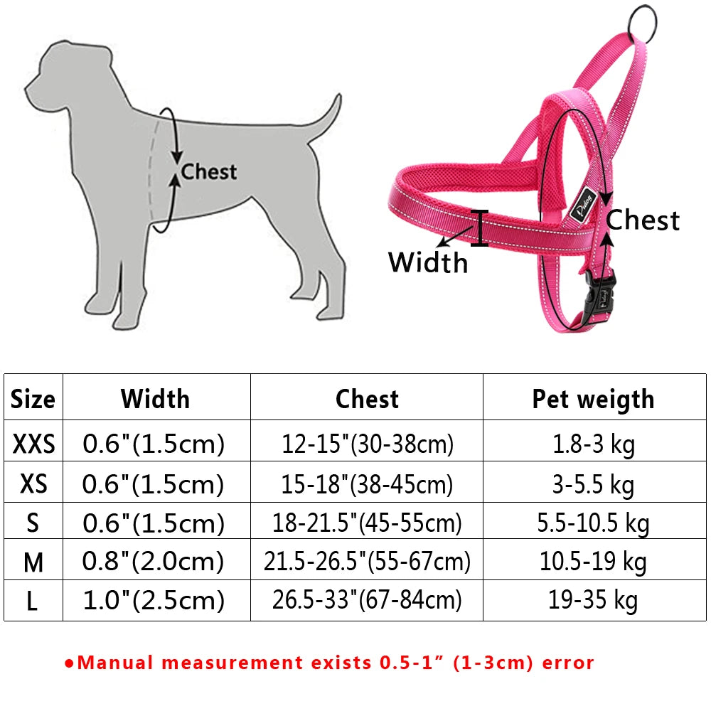 No Pull Reflective Dog Harness Leash Set Pet Vest Lead For Small Meduim Large Dogs Perfect for Daily Training Walking XXS-L