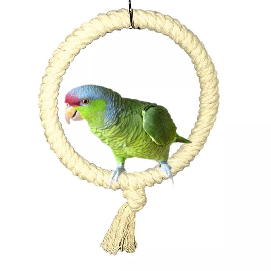 Parrot Rope Swing Standing Bar Pet Bird Chewing Climbing Ring Toy for Cage