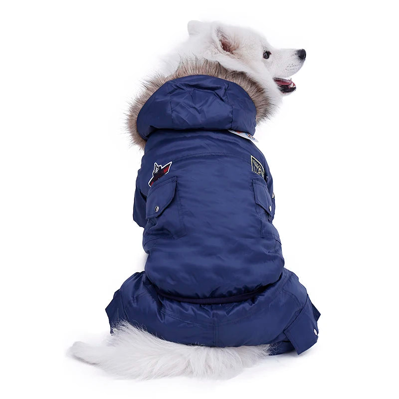 Hot Winter Warm Thick For Large Small Dog Pet Clothes Padded Hoodie Jumpsuit Pants Apparel XS-5XL Hot New Arrival  Free Shipping