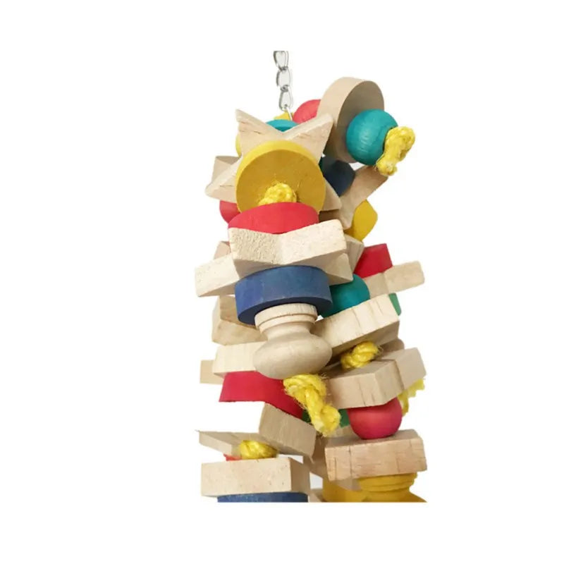 Colorful Parrot Chew Toys Wooden Blocks String Toy Pet Bird Toys Hanging Swing Cage Climbing Ladder Toys Birds Pet Products