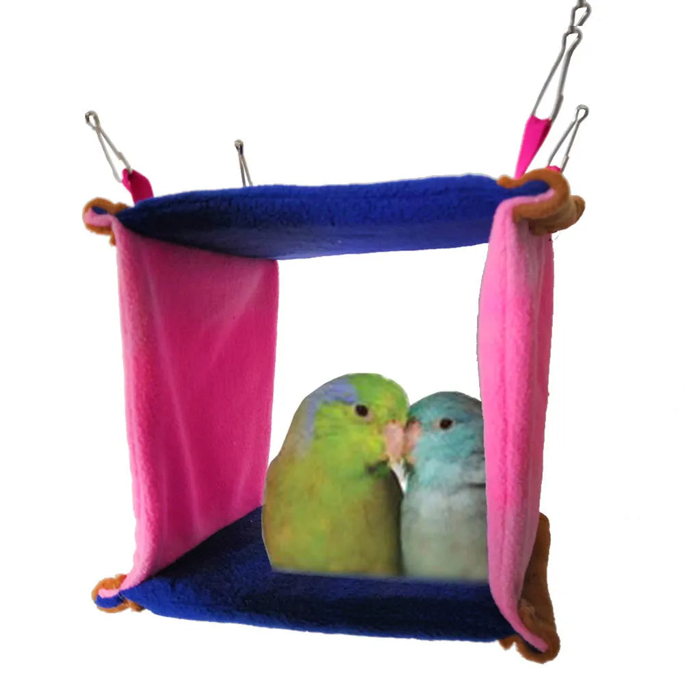 Square Bird Parrot Nest Soft Plush Bird Parrot Hammock Warm Hanging Bed For Pet Cave Cage Hut Tent Toy House for Small Animals