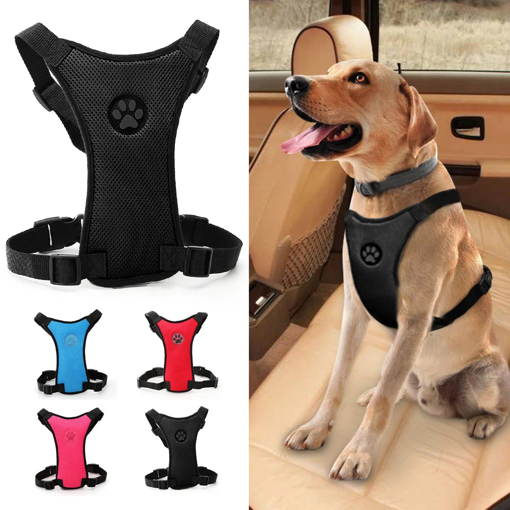 Mesh Dog Car Seat Harness Adjustable Safety Vehicle Dog Leash Harnesses Breathable Nylon Medium Large Dogs Perro Vest Pitbull