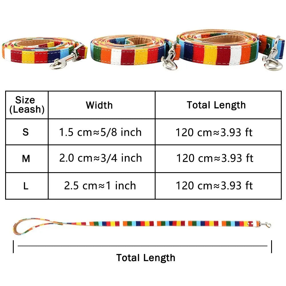 Pet Supplies Durable Padded Dog Leash for Small Medium Big Dog Personalized Color Stripe Canvas Plus Leather Dog Lead Training