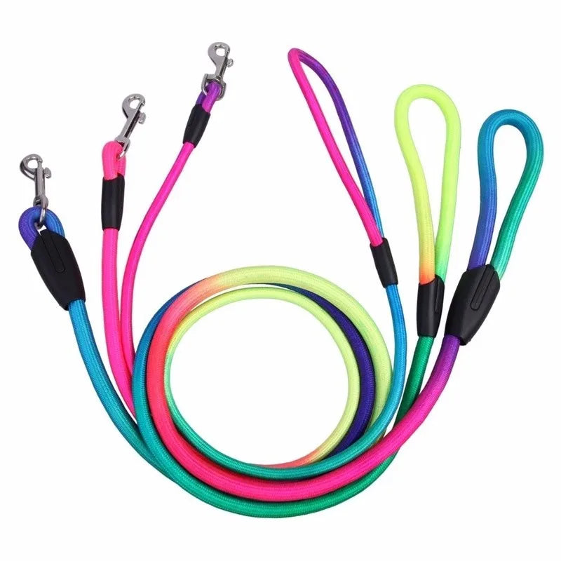 1pc Colorful Dog Leash Rope 1.2M Nylon Belt Pet Traction Walking Lead Rope Round Crude Training Leashes 3 Size S