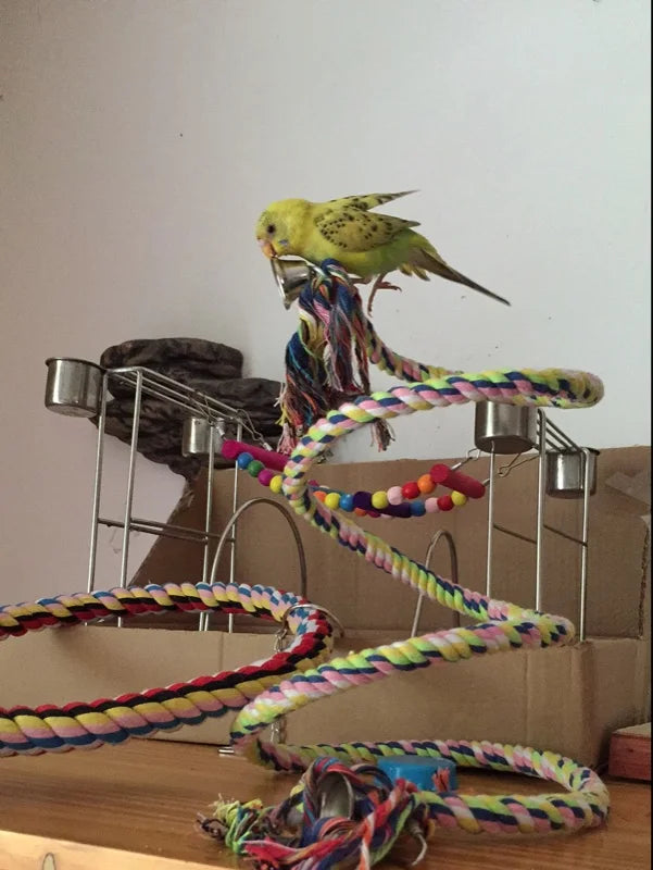 New 160cm Long Parrot Bird Toys Pet Bird Parrot Standing Rope Bird Cage Decoration Climbing Toy Parrot Bird Cage Toys Rope Bell