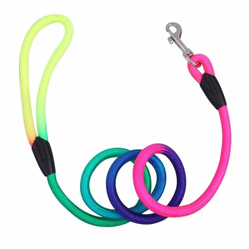 1pc Colorful Dog Leash Rope 1.2M Nylon Belt Pet Traction Walking Lead Rope Round Crude Training Leashes 3 Size S