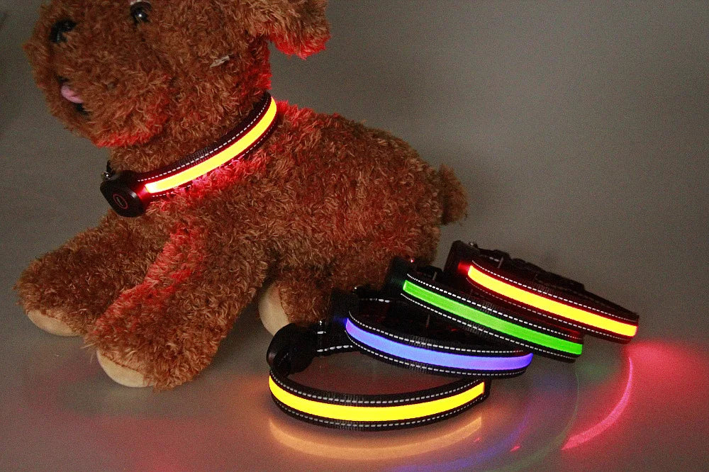 Hot Sale New LED Dog Collar USB Rechargeable For Pets Nylon Led Rechargeable Usb Adjustable Flashing Night Dog Collars Cat Neck