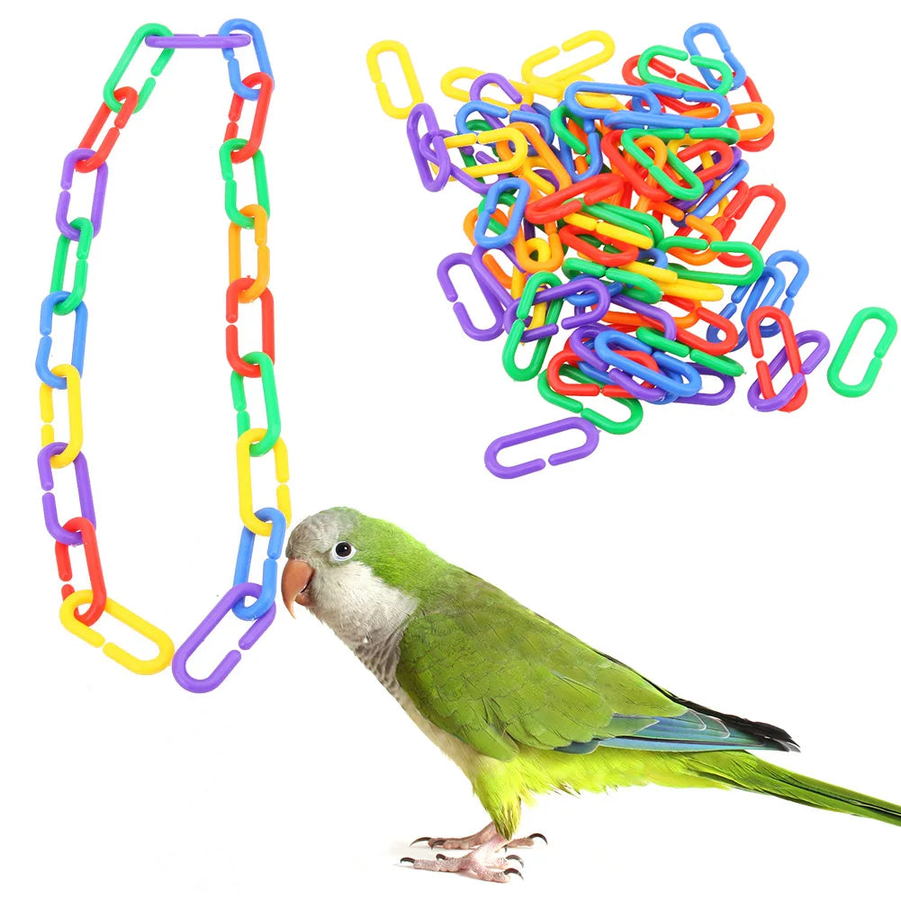 100Pcs/lot Plastic Parrot Toys C-clips Hooks Chain C-links Sugar Glider Rat Parrot Bird Toy Parts Parakeet Bird Accessories