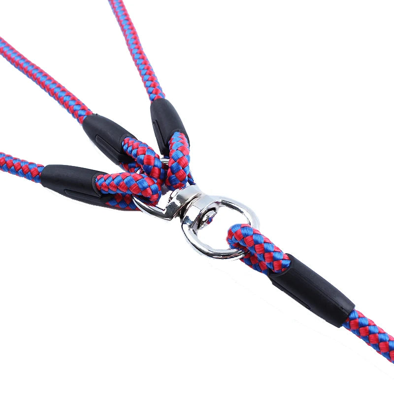 2/3 Way Couplers Pet Walking Running Dog Leash Lead 55" Long Braided Nylon Double Dog Leash Rope For 2/3Dogs