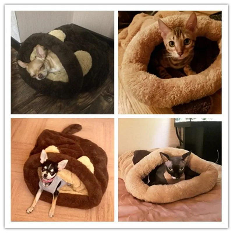 Cat Dog Bed Four Colors Sleeping Bag Warm Comfortable Puppy Winter Nest Cushion Mat Shape Cute Suitable For Small Medium Pet