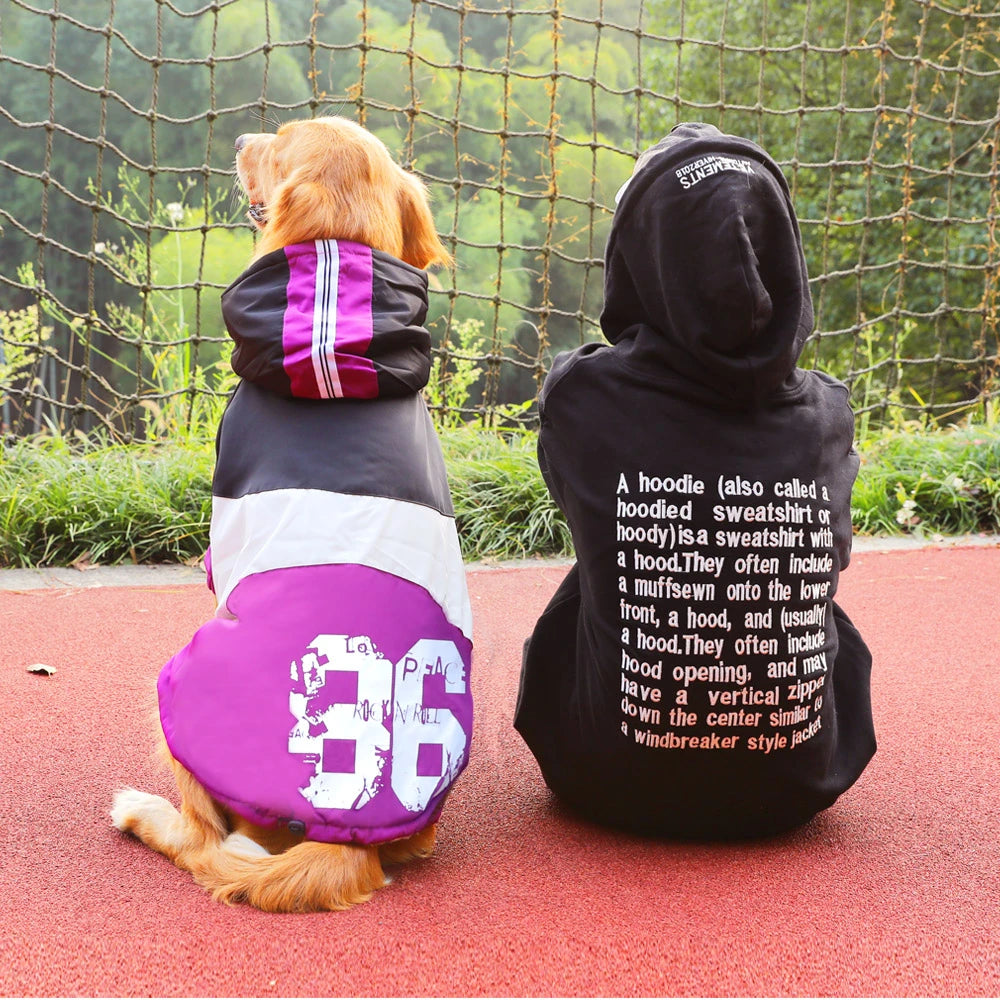 HOOPET Big Dog clothes Large Dog Coat Purple Warm Cotton-padded Two Feet Clothes Thicken Hoodie coat jacket Dog Clothes