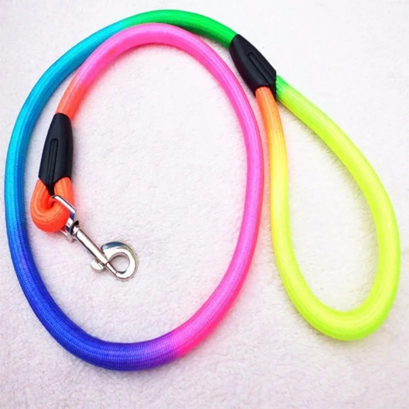 1pc Colorful Dog Leash Rope 1.2M Nylon Belt Pet Traction Walking Lead Rope Round Crude Training Leashes 3 Size S