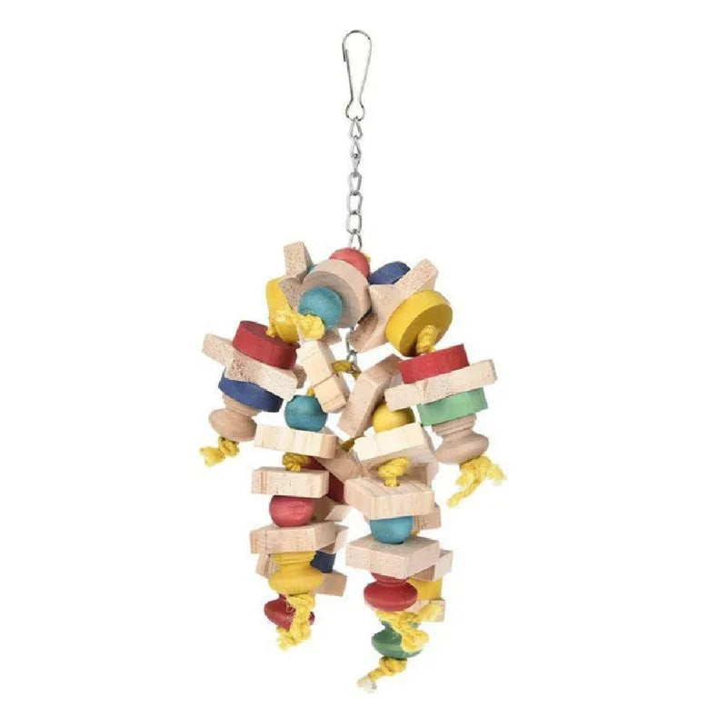 Colorful Parrot Chew Toys Wooden Blocks String Toy Pet Bird Toys Hanging Swing Cage Climbing Ladder Toys Birds Pet Products