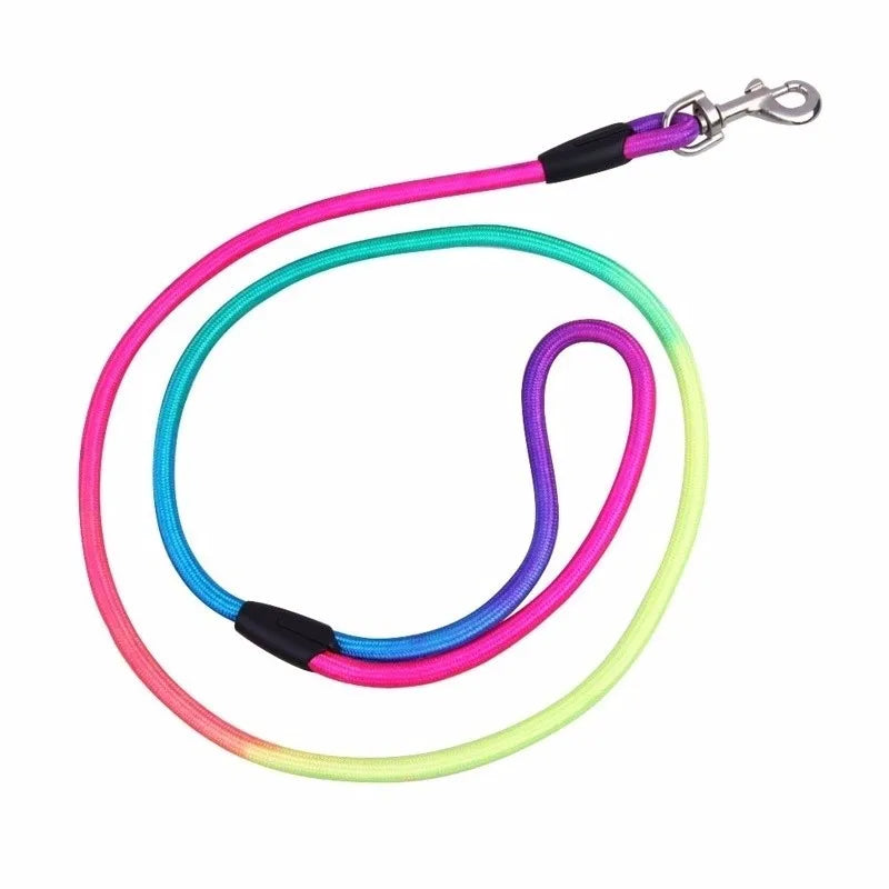 1pc Colorful Dog Leash Rope 1.2M Nylon Belt Pet Traction Walking Lead Rope Round Crude Training Leashes 3 Size S