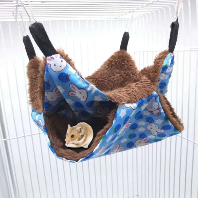 Pet Hammock Double-layer Plush Soft Winter Warm Hanging Nest Sleeping Bed Small Pets Hamster Squirrel Chinchilla House