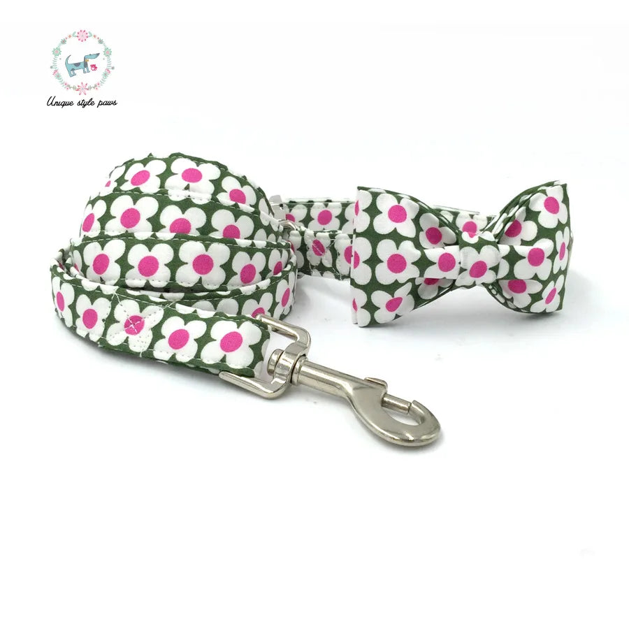 Dog Collar And Perro Collar Leash With Bow Tie Cotton Dog &Cat Necklace For Pet Gift Products