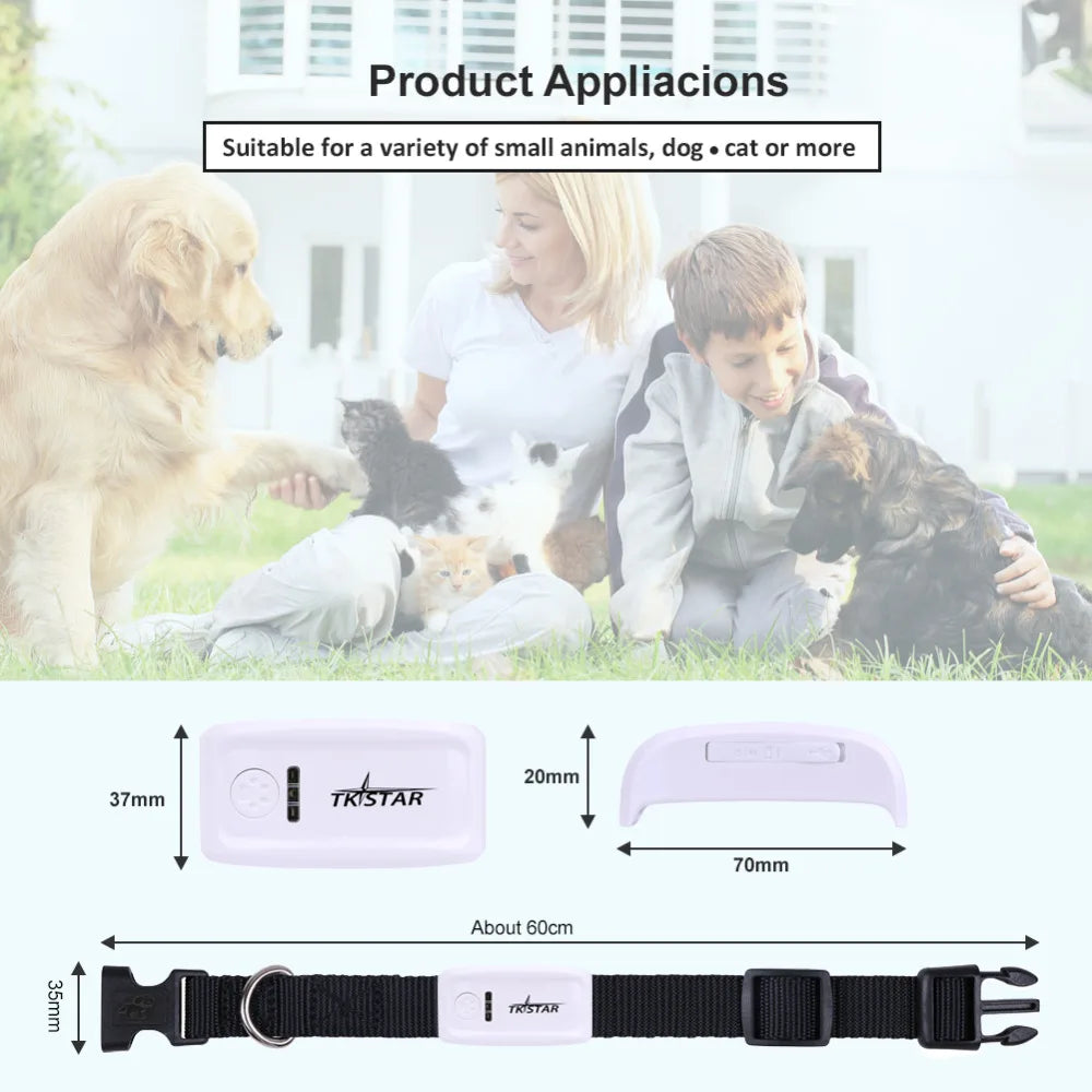 GPS Tracker Dog GPS Collar Waterproof IP65 400hours Standby Time GPS Pet Tracker Google Maps Realtime Tracking Geofence FREE APP