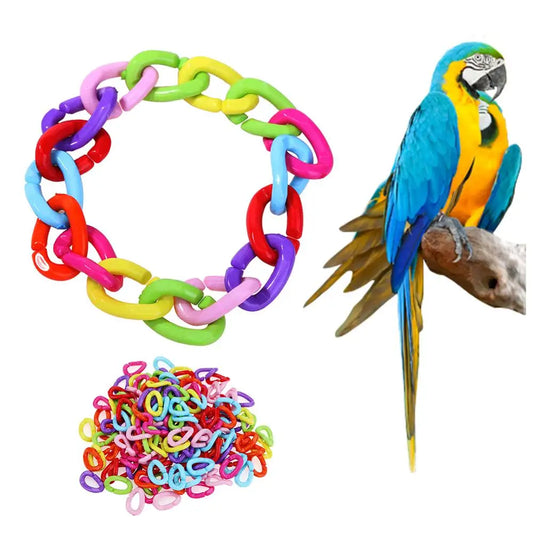 100Pcs/lot Plastic Parrot Toys C-clips Hooks Chain C-links Sugar Glider Rat Parrot Bird Toy Parts Parakeet Bird Accessories