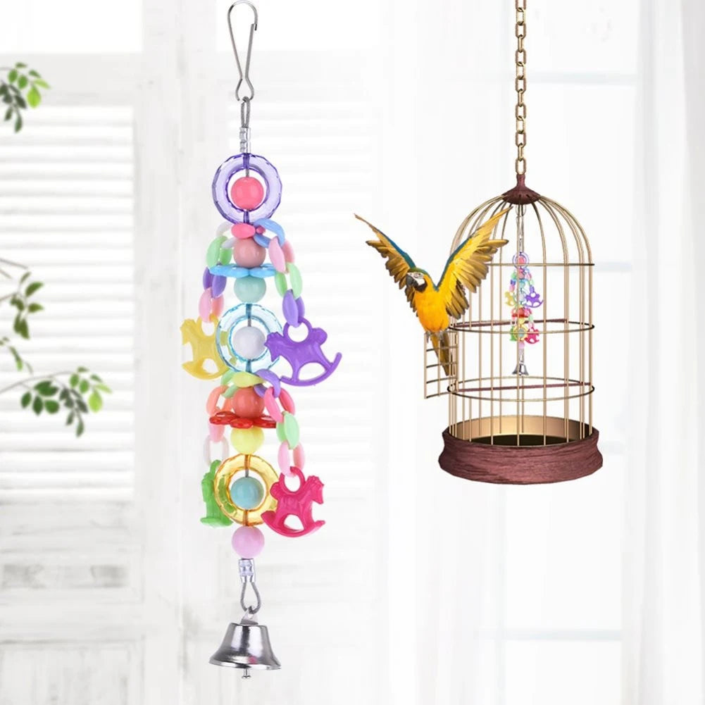 Climb Chewing Decoration Bells Suspension Acrylic Beads Swing Bird Parrot Toy Hanging Home Training Colorful Cage Bite