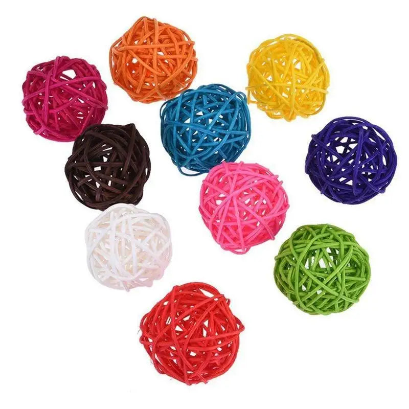 5/10pcs Colorful Rattan Balls Parrot Toys Bird Interactive Bite Chew Toys for Parakeet Budgie Cage Accessories Bird Playing Toys