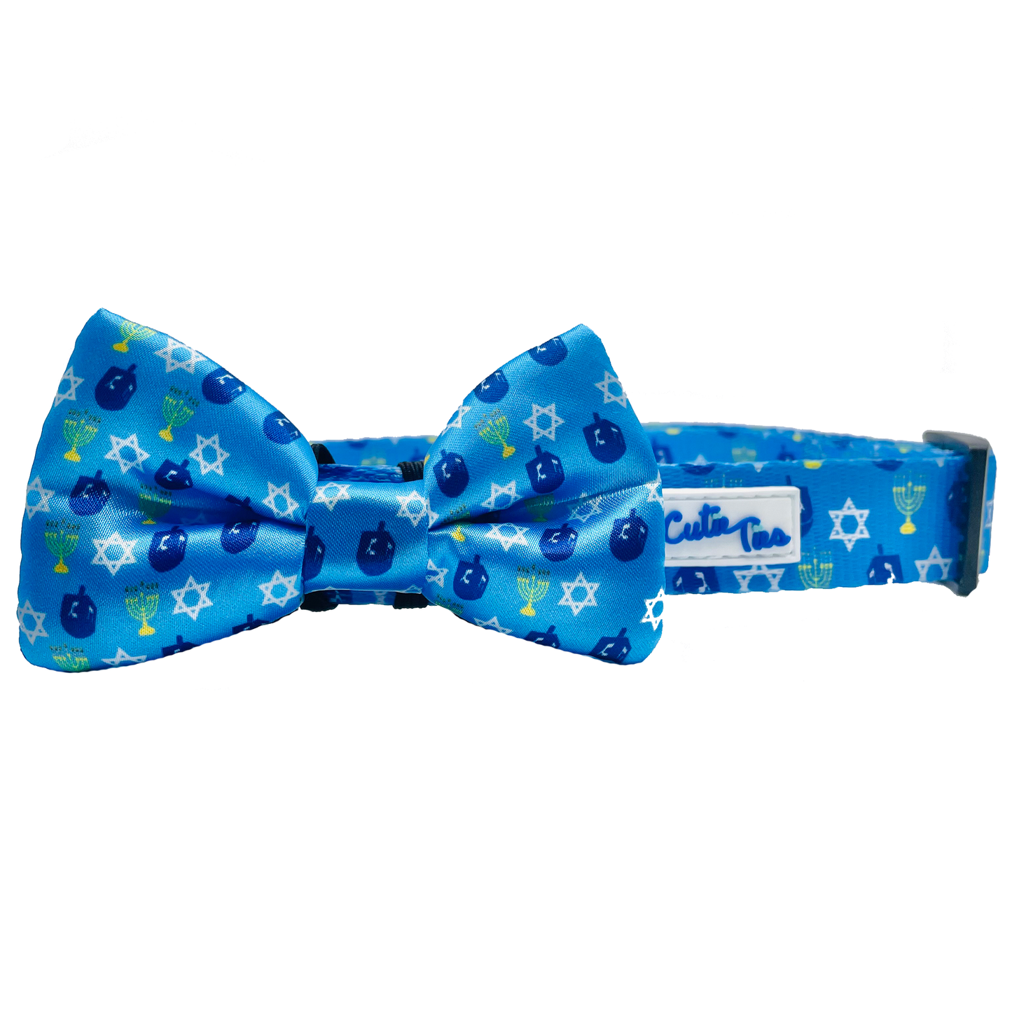 Hanukkah Dreidel Blue Dog Collar