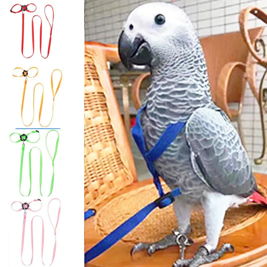 Pet Bird Harness and Leash Adjustable Parrot Bird Harness Leash Pet Anti Bite Training Rope Soft Portable Pet Playthings Outdoor