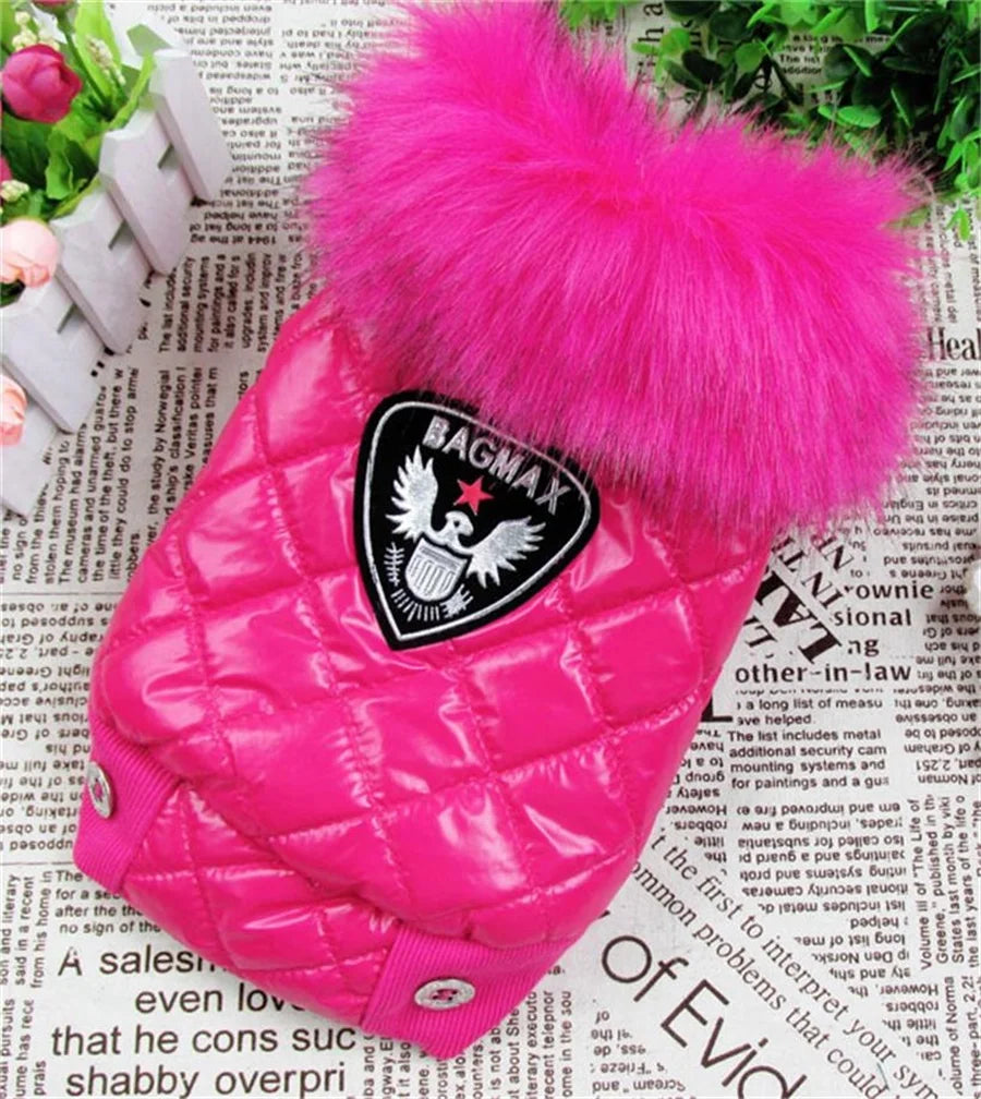 New Arrival Noble Pet Dogs Winter Vest Coat Fur Collar Russia Classic Dogs Clothing Soft Pu Coat For Dog