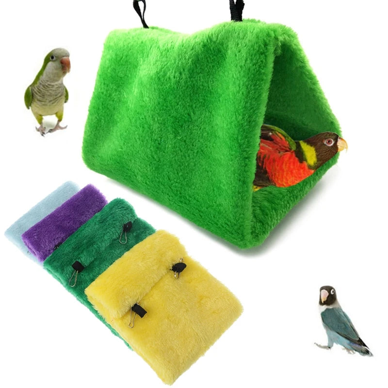 Pet Parrot Hammock Bird Hanging Bed House Plush Winter Warm Cage Nest Tent