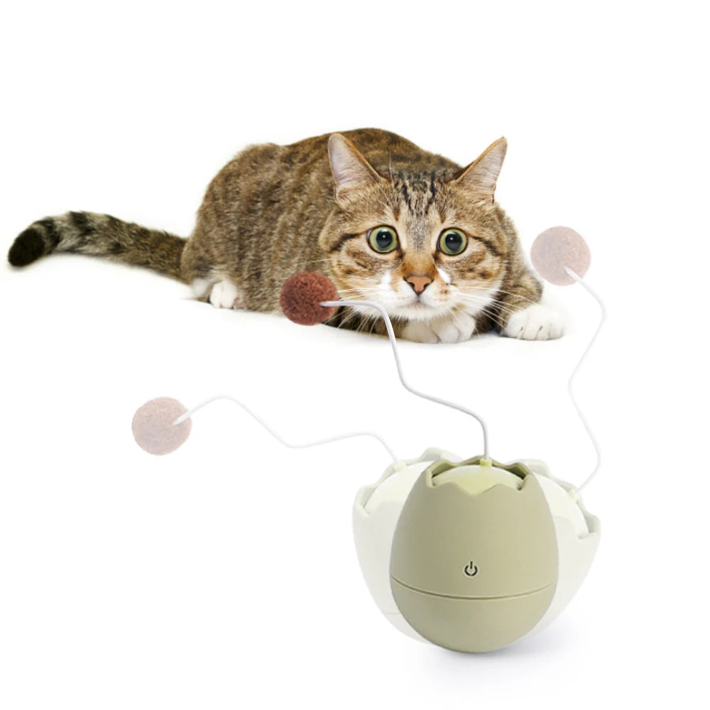 Pet Cat Interactive Eggshell Rolling Ball Toy Funny Cats Stick Training Electric Rotating Tumbler Pets Automatic Toys Ball