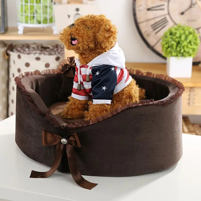 Dog Bed Cat Bed House Round Pet Bed Kennel For Small Dogs Cat Mat Nest Lace With Pillows Fashion Elegant Design S M