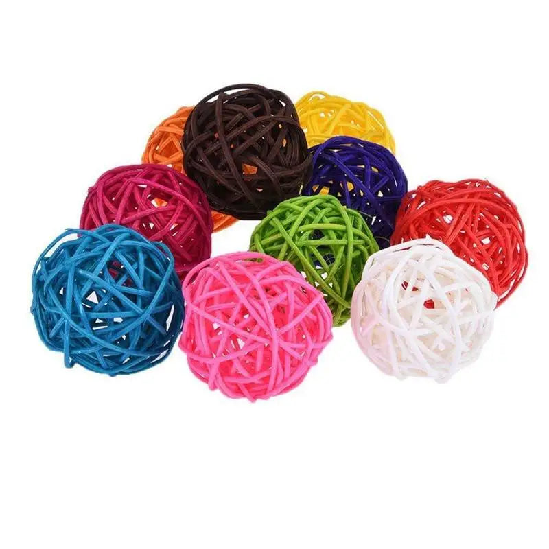 5/10pcs Colorful Rattan Balls Parrot Toys Bird Interactive Bite Chew Toys for Parakeet Budgie Cage Accessories Bird Playing Toys