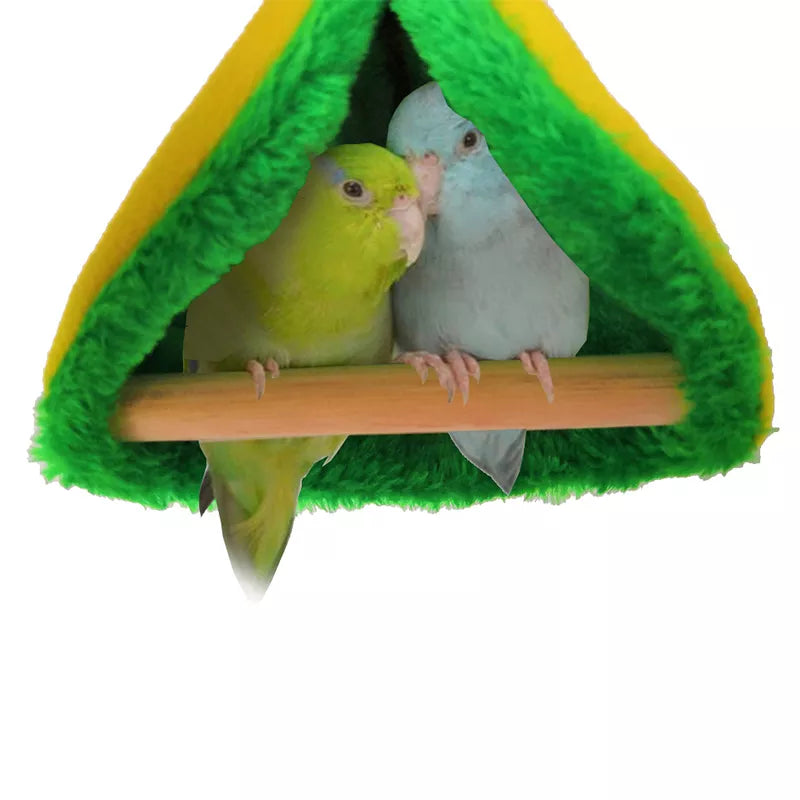 Soft Plush Bird Parrot Hammock Warm Hanging Bed Triangle Square Bird Parrot Nest Pet Cave Cage House For Small Animals 2021