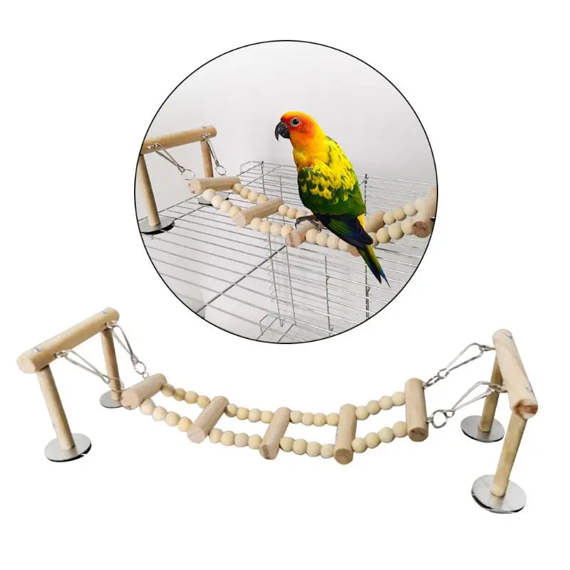 Wooden Parrot Perches Stand Toys Swing Climbing Ladder Toy Parakeet Cockatiel Lovebirds Finches Playground Bird Supplies C42