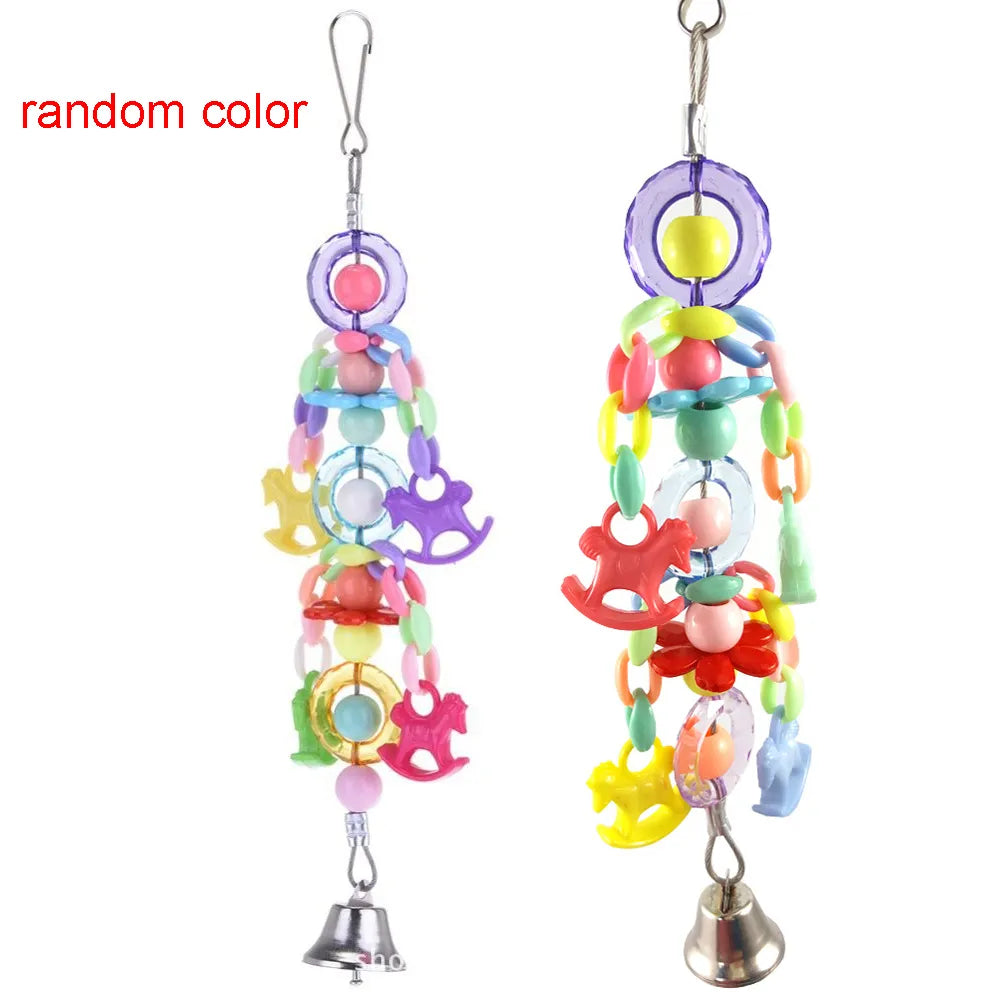 Climb Chewing Decoration Bells Suspension Acrylic Beads Swing Bird Parrot Toy Hanging Home Training Colorful Cage Bite