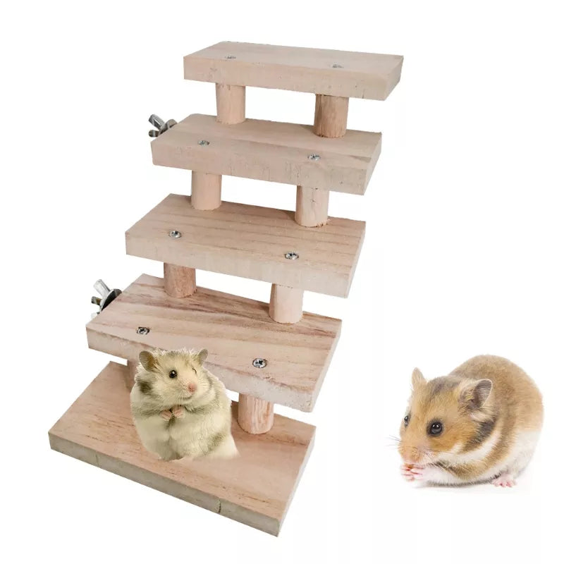 Hamster Ladder Toys 3/4/5/6/7/8 Layers Wood Ladder Bird Parrot Toy Climbing Stairs Pet Toys Gift Pet Cage Accessories