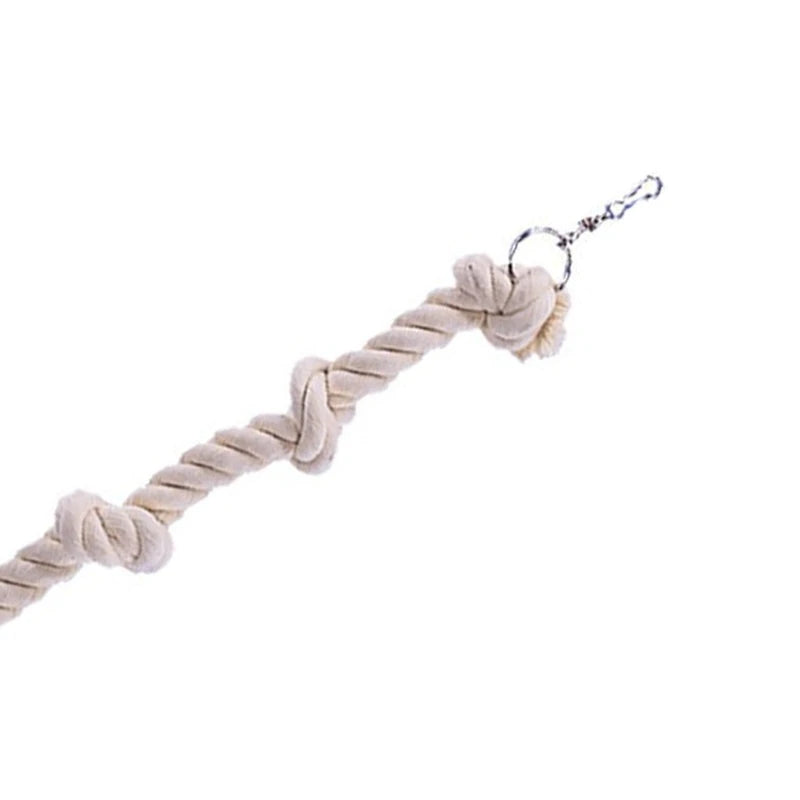 Pet Bird Parrot Cotton Rope Knot Climbing Hanging Cage Decor Swing Bite Resistant Chew Toy White Cotton Rope Parrot Standing Toy