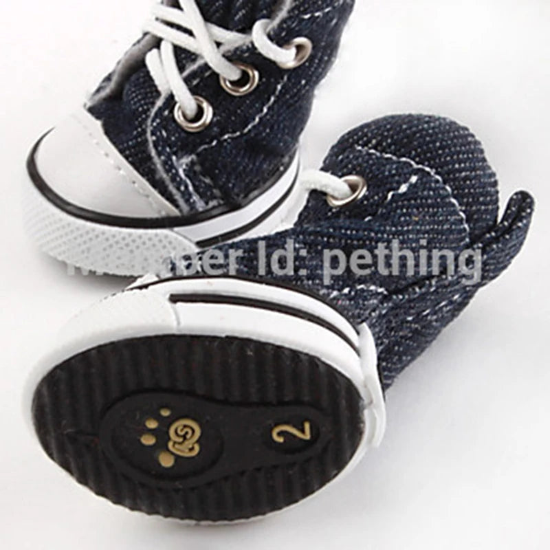 New Blue Classic Casual Denim Canvass Style Pet Dog Shoes Sport Styles Small Dog Shoes Ati-Slip Shoes Dog Small Pet Boots