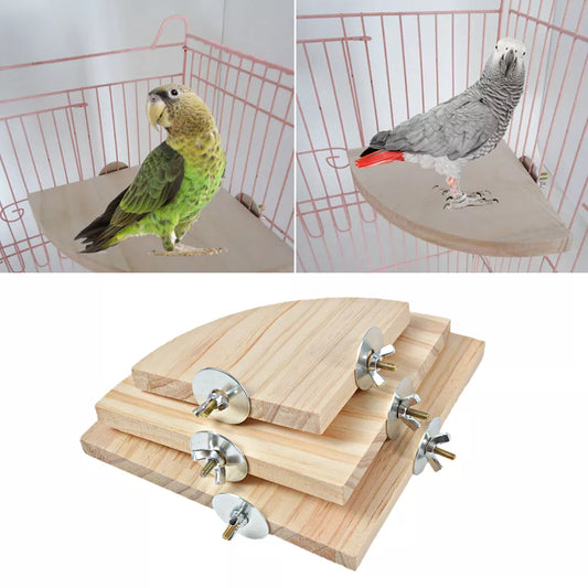 1Pc  Pet Bird Parrot Wood Platform Stand Rack Toy Hamster Branch Perches for Bird Cage Toys 3 Sizes Pet Station Board