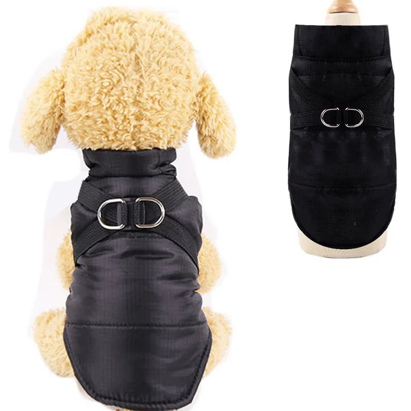 Red Black Dog Clothes Warm Coat Harness Waterproof Puppy Cat Padded Vest For Winter Dog Jacket Dogs Pets Clothing Costume XS-XXL