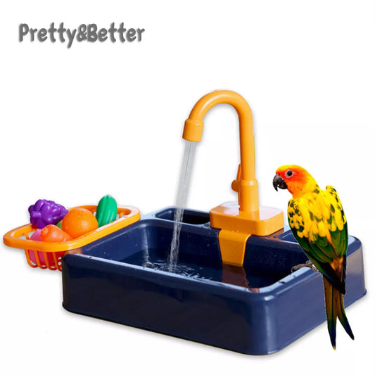 Pretty&Better Parrot  Perch Shower Pet Bird Bath Cage Basin Parrot Bath Basin Parrot Shower Bowl Birds Accessories Parrot Toy