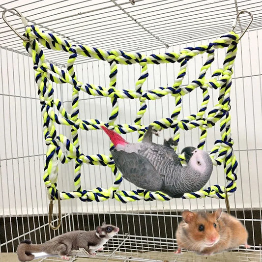 Bird Climb Net Nylon Rope Parrot Hanging Rope Stand Net Swing Play Rope Ladder Chew Toy Buckles Sport Toys