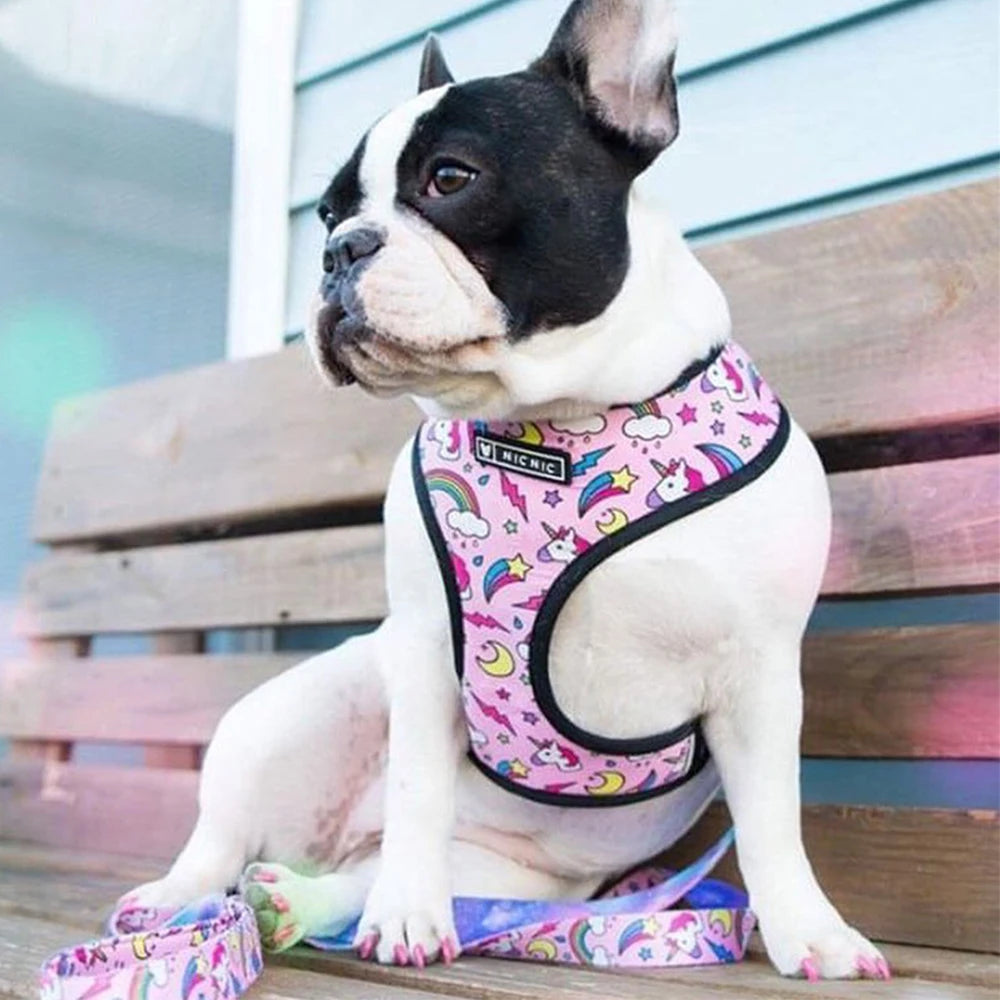 Pink Unicorn Small Dog Harness No Pull Dog Vest Harnesses for Medium Small Dogs Harness Leash Set Pets Puppy French Bulldog Pug