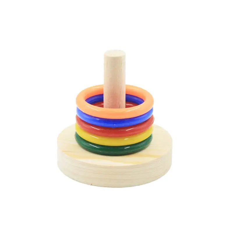 Bird Toys Parrot Wooden Platform Plastic Rings Intelligence Training Chew Puzzle Toy New