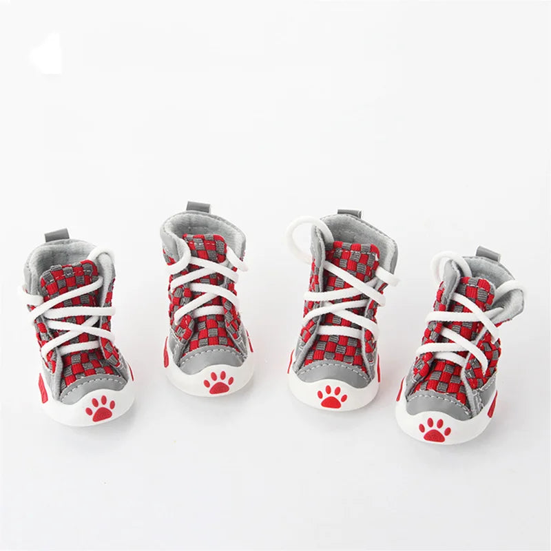 New Design 4pcs/Set Pet Dog Shoes Small Dog Puppy Boots Football Style Cheap Dog Summer Shoes For Small Pets Four Colors