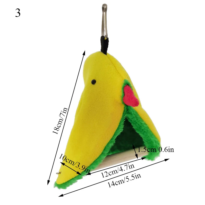 Soft Plush Bird Parrot Hammock Warm Hanging Bed Triangle Square Bird Parrot Nest Pet Cave Cage House For Small Animals 2021