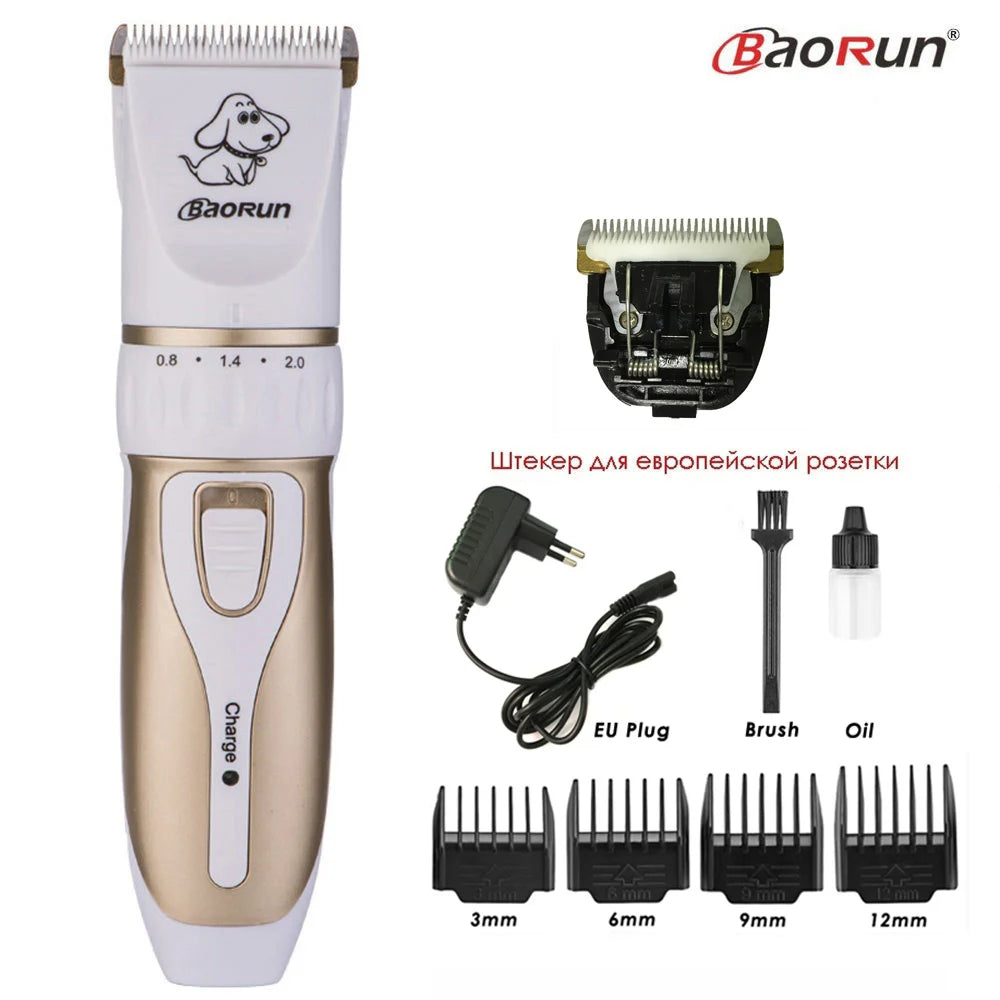 BaoRun Professional Electric Pet Dog Hair Trimmer Rechargeable Animal Grooming Clippers Cat Shaver Haitcut Machine 110-240V AC