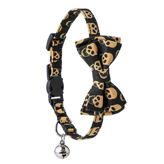 Newest Halloween Cat Collar With Bell Bowknot Puppy Kitten Necklace Adjustable Safety Buckle Chihuahua Bow Tie Pets Supplies